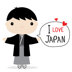 日本服饰日本男子民族服饰卡通矢量照片