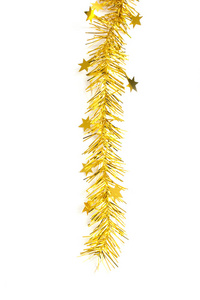 圣诞节的金色彩带装饰