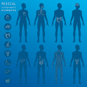 医疗和卫生保健的信息图表，用于创建 infogr 的元素