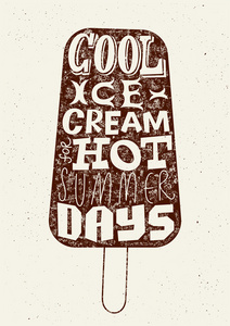 老式的冰激淋 grunge 风格海报。复古字体标签设计。矢量图