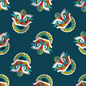 中国农历新年平面图标与长长的影子, eps10, 龙和照片