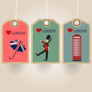 伦敦皇家卫队伞和电话亭的标记