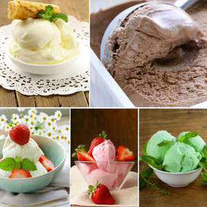 各种冰淇淋香草草莓薄荷巧克力