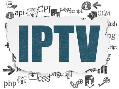 Web 设计概念 Iptv 撕裂纸张背景上