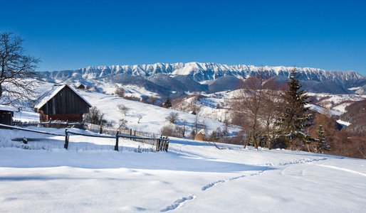 典型的风景冬天视图从米糠城堡周围