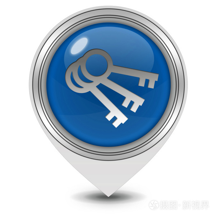 白色背景上的关键指针图标