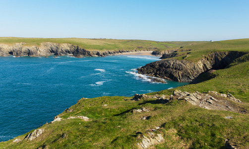 康沃尔海波思笑话海滩旁边 crantock 湾康沃尔与英国纽基附近和南部西