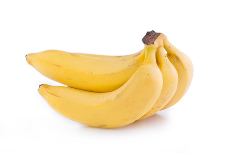 在白色背景上的美味香蕉