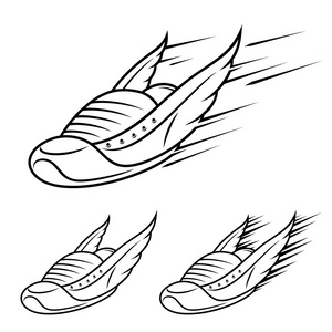 运行翅膀的鞋子图标，运动鞋与运动轨迹