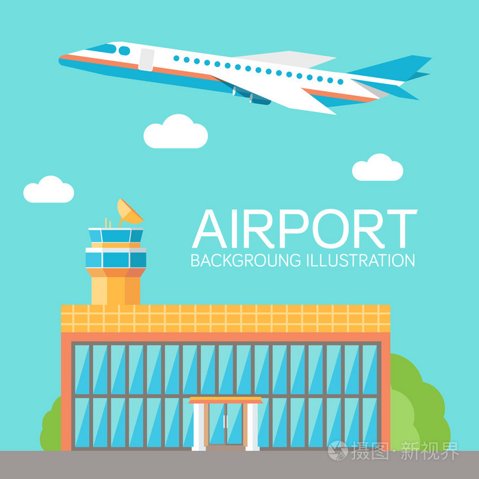 平改坡机场飞行飞机旅游概念背景