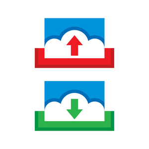 云上传和下载概念矢量标志插图。上传和下载矢量图标。设计元素