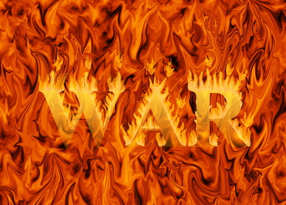 word 战争陷入了火海地狱背景概念的破坏和战争的危险