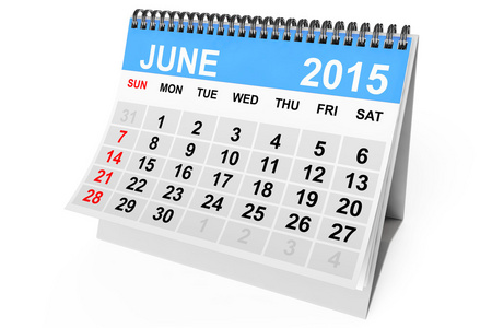 2015 年 6 月的日历