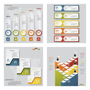 4 设计模板图形或网站布局的集合。矢量背景