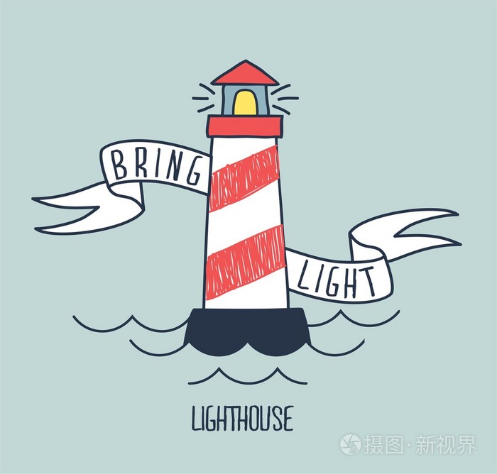 灯塔涂鸦卡通插画-正版商用图片1izthc-摄图新视界