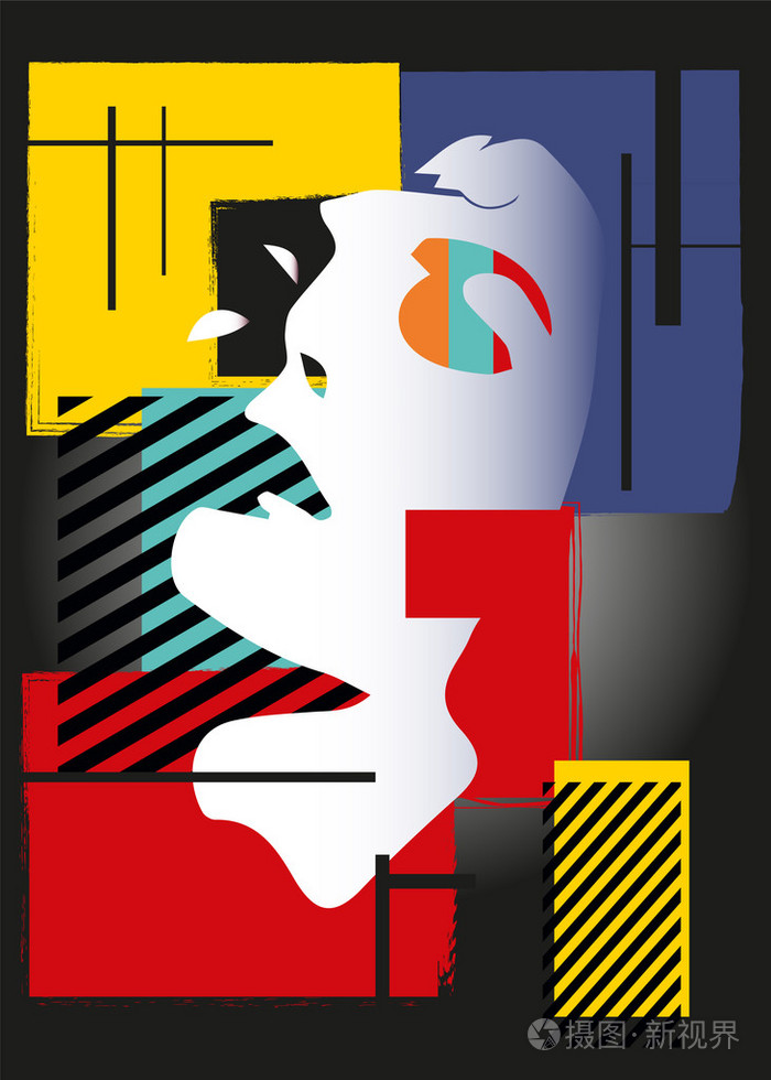 中的立体主义风格的女孩插画-正版商用图片1izxol-摄图新视界