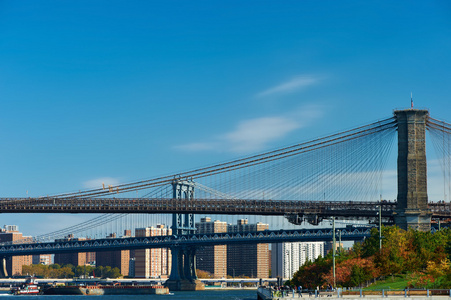 曼哈顿的天际线和布鲁克林桥