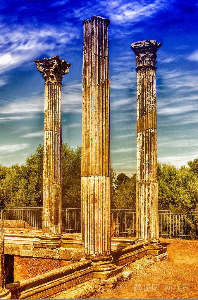 ruins of corinthian columns at villa adriana (hadrians villa)