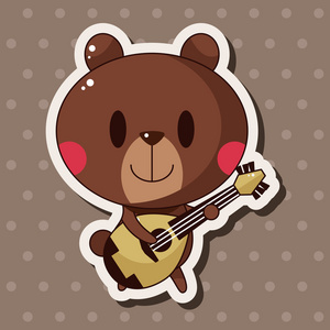 动物熊玩乐器卡通主题元素