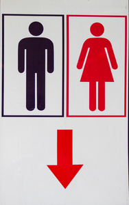 黑人男子和红衣女厕所图标