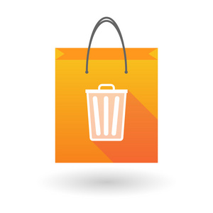 橙色购物袋图标与垃圾桶