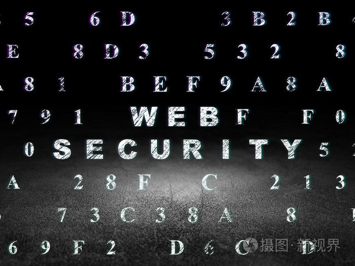 安全概念 Web 安全的 grunge 黑暗的房间里