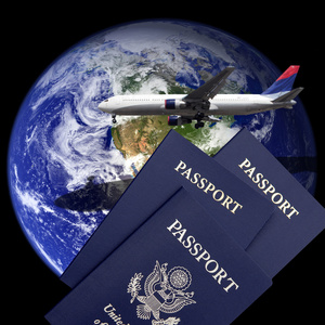 客机 美国护照和地球