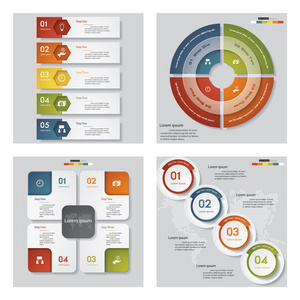 4 设计模板图形或网站布局的集合。矢量背景