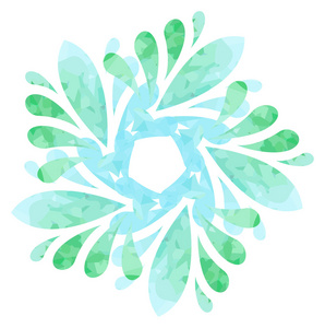 水彩画模式绿色抽象的蓝色小花