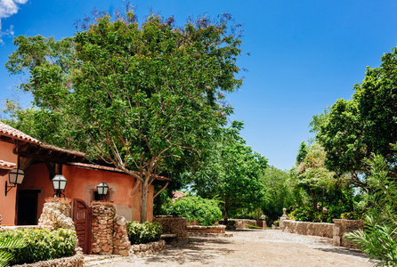 古村落 Altos 德沙殖民城镇重建在多米尼加共和国。Casa de Campo，拉罗马纳，多米尼加共和国。职业和旅行。热带海