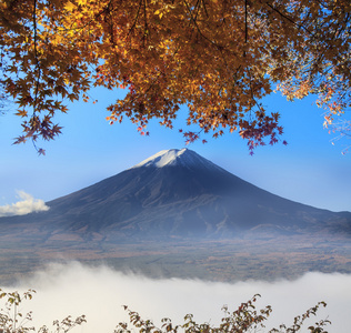 与秋天颜色在日本富士山