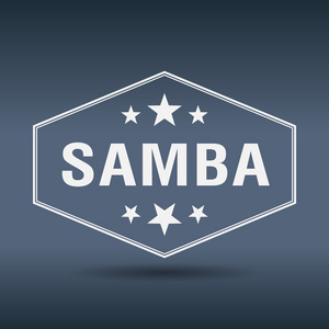 samba 六角形白色老式复古风格标签