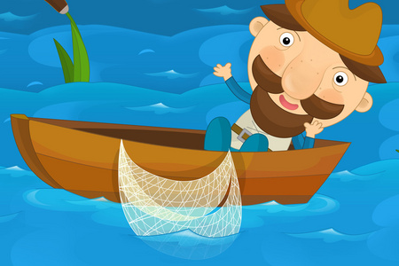 捞金鱼漫画渔夫和金鱼照片