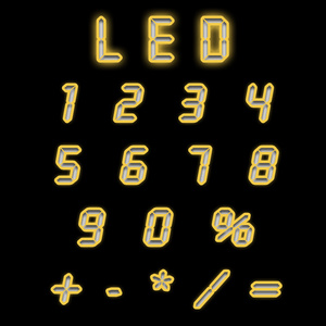 Led 的数字为黄色