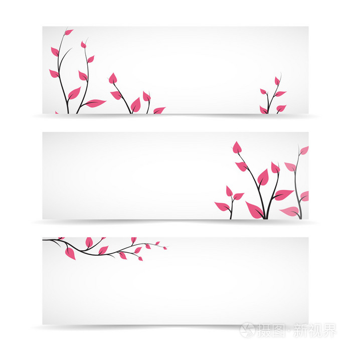 您的文本的的三个温柔矢量页眉