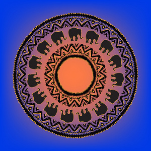 民族部落曼荼罗与大象
