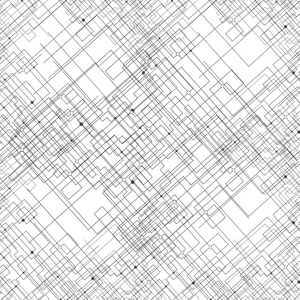 无缝模式与连接的线和点。重复的现代时尚几何背景。简单的黑色单色矢量纹理