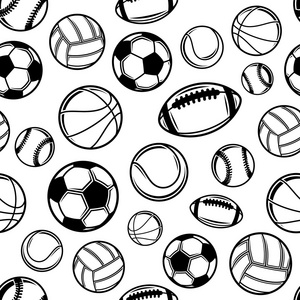 体育彩球背景，无缝模式图标