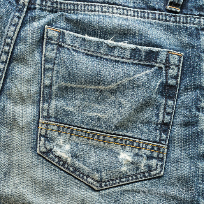 后口袋时尚蓝色牛仔裤