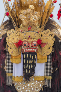 传统在印度尼西亚的巴厘岛巴龙面具的特写