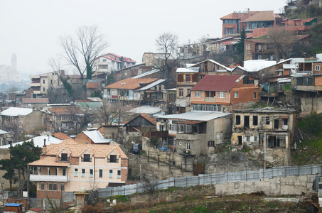 顶视图的第比利斯旧居住区