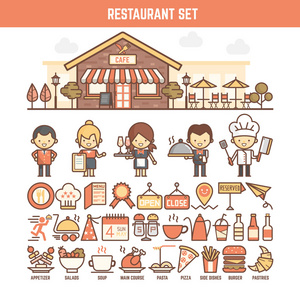 食品和餐厅为图表的元素