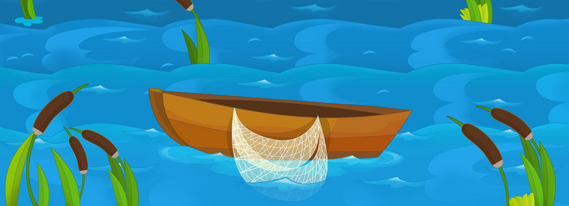 渔夫和金鱼的故事卡通女孩从事各种活动的矢量插图渔夫和金鱼的故事