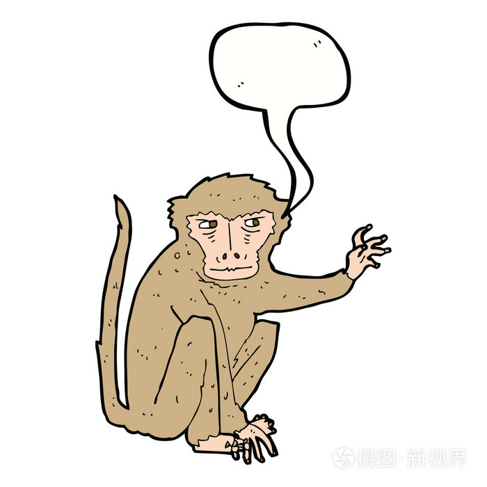 讲话泡泡卡通邪恶的猴子