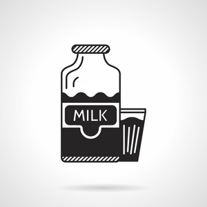牛奶瓶和玻璃黑色矢量图标