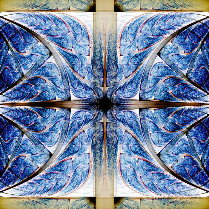 抽象的蓝色分形交叉为平面创意设计数码艺术作品