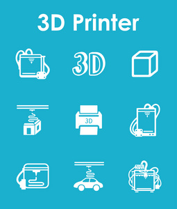 三 d 打印机简单的图标