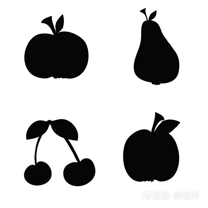 水果剪影黑色矢量