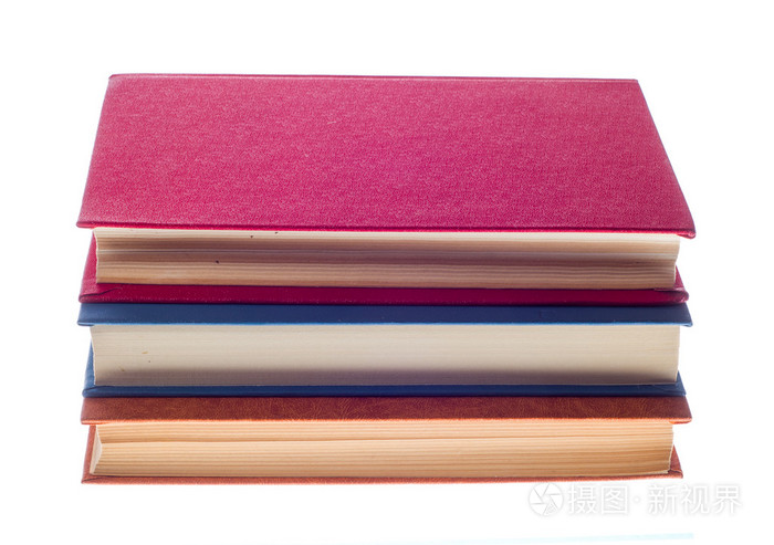 堆栈的三本书上白色隔离