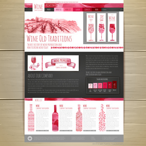 水彩的葡萄酒概念设计。企业的形象。结婚网站设计